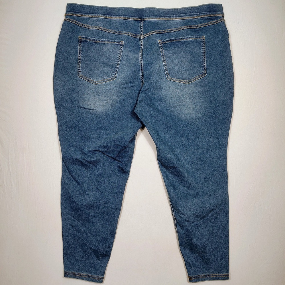 Terra & Sky Jeggings Women 4X Blue Pull-On Stretch Solid Denim Cotton Blend - Picture 2 of 7